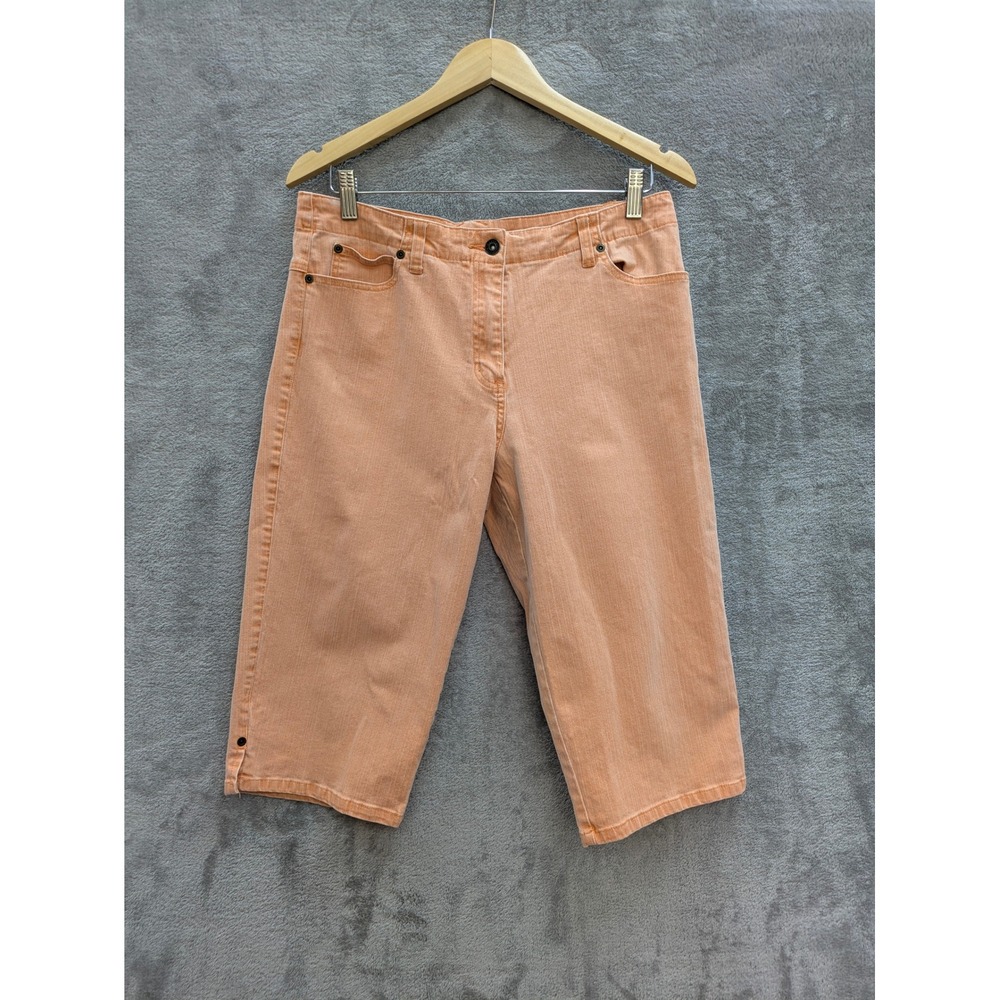 Coastal Capri Pants Womens 10 Peach Orange Stretch Denim Cropped Trousers